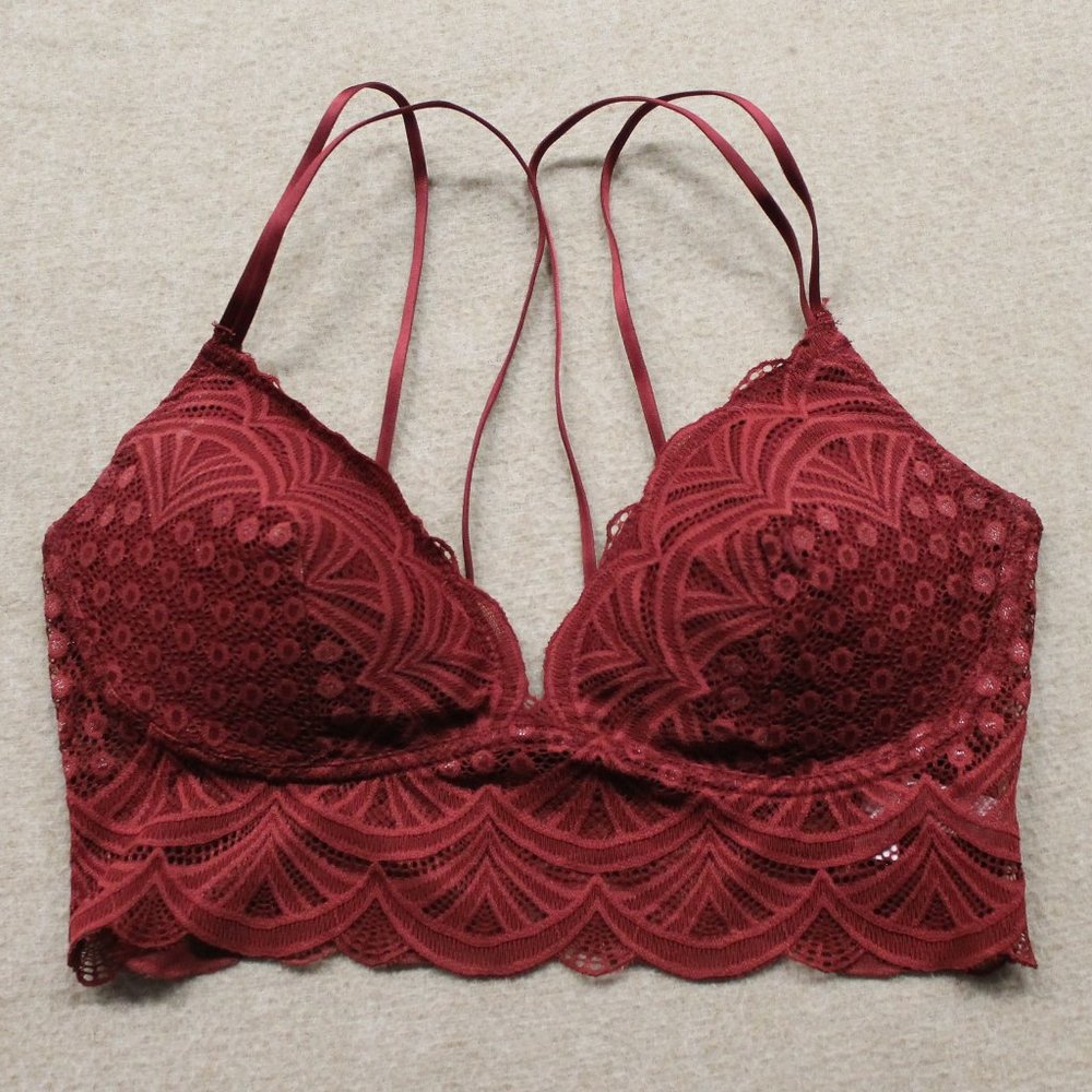Maroon Lace Bralette w/ Double Straps